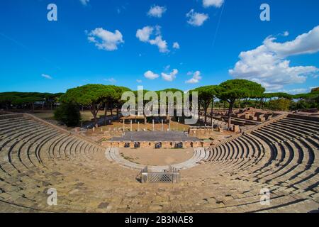 The theatre, Ostia Antica, Rome, Lazio, Italy, Europe