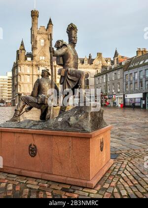 The Gordon Highlanders Statue by sculptor Mark Richards on Castle Street in Aberdeen Scotland Stock Photo