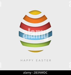 Vector retro Paper card / poster with striped easter eggs - papercut effect Stock Vector