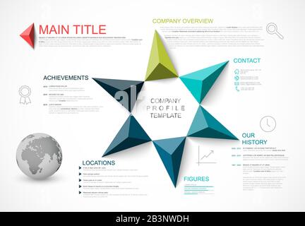 Company infographic overview design template with triangles Stock Vector