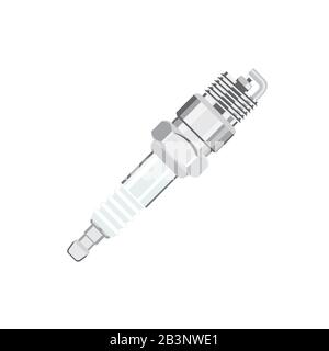 Spark plug isolated on white photo-realistic vector illustration Stock Vector