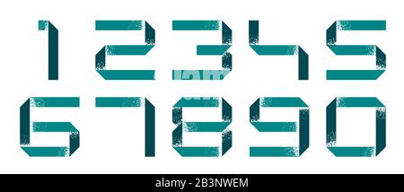 Numbers font made from blue grunge paper stripe Stock Vector