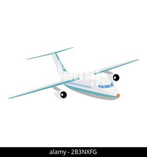 Flying passenger plane on a white background, vector Stock Vector