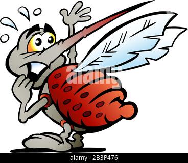 Vector Cartoon illustration of a Scared Afraid Mosquito Stock Vector
