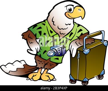 Vector Cartoon illustration of a Traveling Tourist Eagle Bird Stock Vector