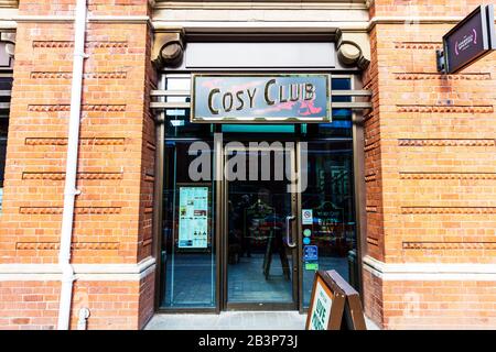 Cosy Club Restaurant Lincoln City UK, Cosy Club sign, Cosy Club restaurant, Cosy Club shop front, Cosy Club cafe, Cosy Club, Cosy Club sign, Stock Photo