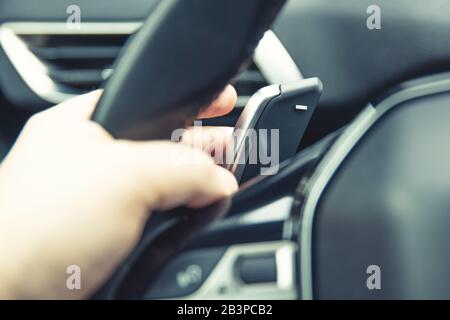 Gear down leverage in sequence gearbox in modern car. Stock Photo