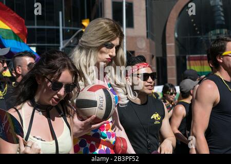 Sports people at the Toronto Pride parade June 2019 Stock Photo