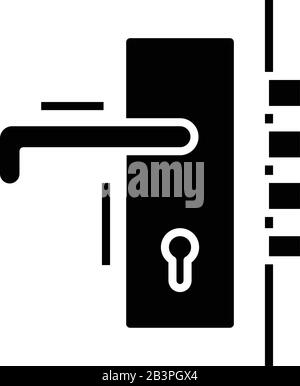 Room lock black icon, concept illustration, vector flat symbol, glyph sign. Stock Vector