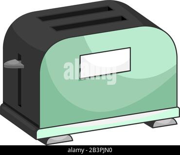 Vector toaster in isometry with an outline. Isolated illustration. Stock Vector