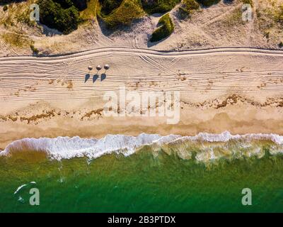 Aerial view of beautiful Macaneta Beach, north Maputo, Mozambique, Africa Stock Photo