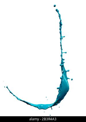 Beautiful blue paint splashes isolated on white background Stock Photo