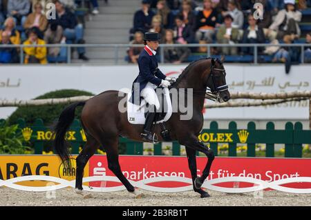 Emma Hindle (GBR) riding Lancet - World Equestrian Games, Aachen, - August 25, 2006, Grand Prix Special Stock Photo