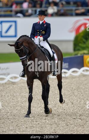 Emma Hindle (GBR) riding Lancet - World Equestrian Games, Aachen, - August 25, 2006, Grand Prix Special Stock Photo