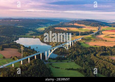Air view of Froschgrundsee lake near Coburg in Germany Stock Photo