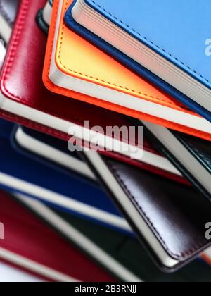 Close-up leather book binding planner book block Stock Photo