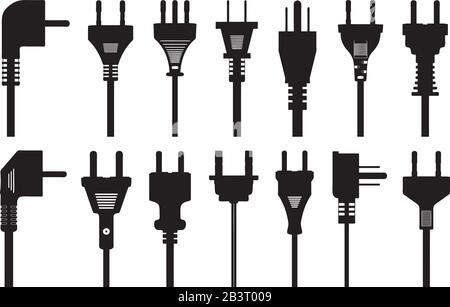 Set of different plugs isolated on white Stock Vector