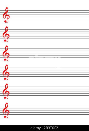 Sheet music paper with treble clef Stock Photo - Alamy