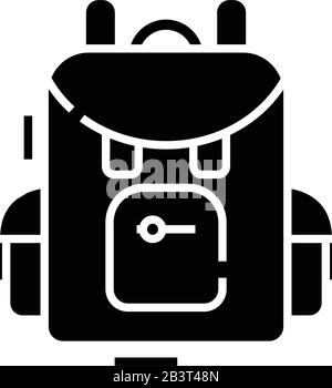 School bag black icon, concept illustration, vector flat symbol, glyph sign. Stock Vector