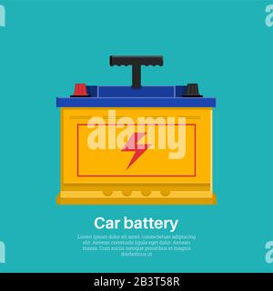 Automobile rechargeable battery. Accumulator icon. A vector illustration in flat style. Design element. Stock Vector