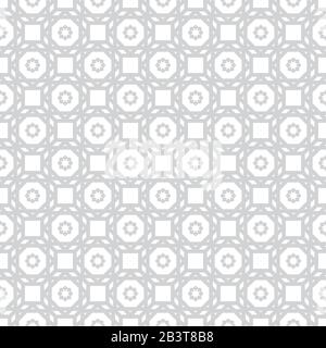 Gray white seamless pattern. Classical stylish geometric texture. Regularly repeating geometrical ornament with squares, stars, hexagons. Vector eleme Stock Vector