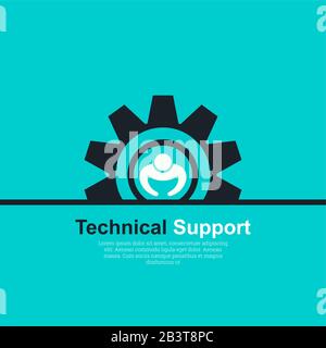 Vector illustration with the concept of technical support. The place for the text. Symbol of a logo of support service. Flat design. Stock Vector