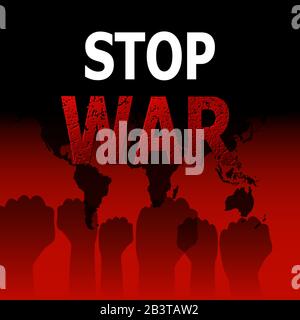 Stop war. Concept of the ban of military operations. Stop of the global conflict. Fight for peace. Press. Vector illustration. Stock Vector