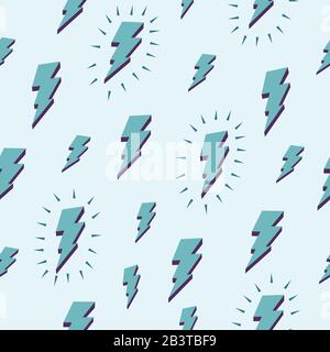 Cartoon seamless background with bolt pattern colored with flashing colors. Stock Vector