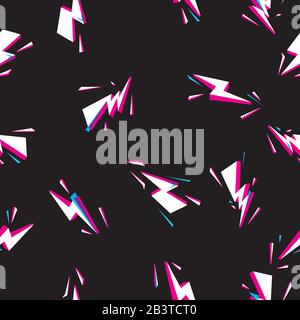 Cartoon seamless background with bolt pattern colored with flashing colors. Stock Vector