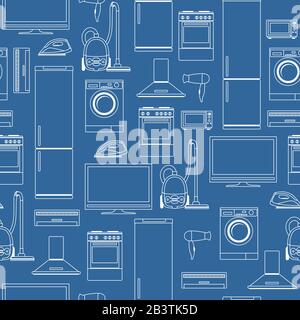 Household appliances seamless background Stock Vector