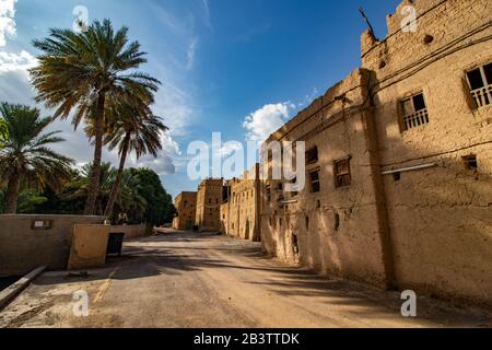 Inside the historic old town of Bait al safah in Al Hamra near Nizwa in Oman Stock Photo