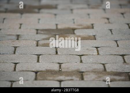 abstract background of cobble stone road making from cement blocks Stock Photo