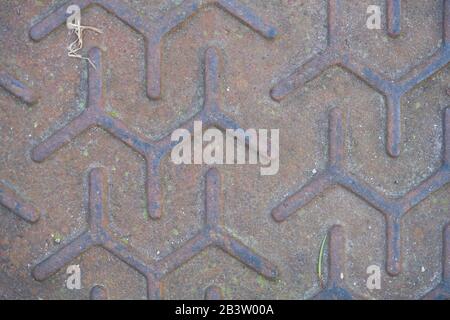 Metal floor plate with diamond pattern Stock Photo