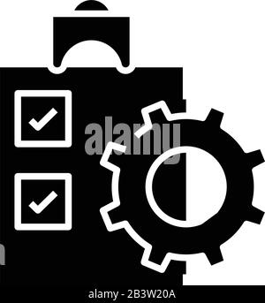 Task schedule black icon, concept illustration, vector flat symbol, glyph sign. Stock Vector