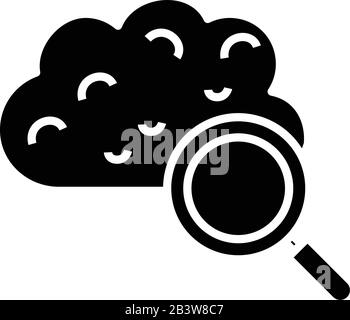 Reserching black icon, concept illustration, vector flat symbol, glyph sign. Stock Vector