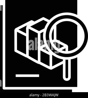 Searching results black icon, concept illustration, vector flat symbol, glyph sign. Stock Vector