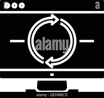 Synchronization black icon, concept illustration, vector flat symbol, glyph sign. Stock Vector