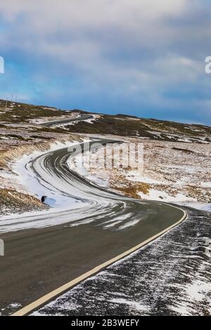 Road through Mistaken Point Ecological Reserve on the Avalon Peninsula, one of the world's most significant fossil sites, Newfoundland, Canada Stock Photo