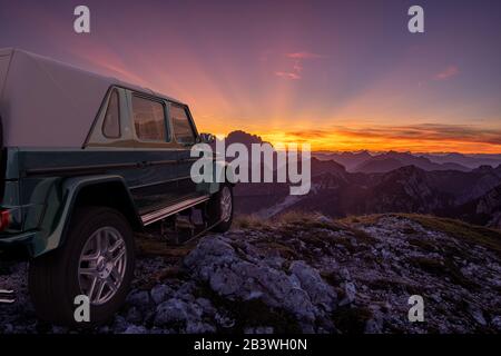 Mercedes-Maybach G 650 Landaulet on the top of the mountain Stock Photo