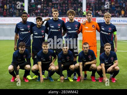 Belgrade, Serbia. 4th Mar, 2020. The players of FC Midtjylland pose for team photo. Credit: Nikola Krstic/Alamy Live News Stock Photo