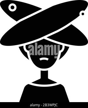 Searching answer black icon, concept illustration, vector flat symbol, glyph sign. Stock Vector