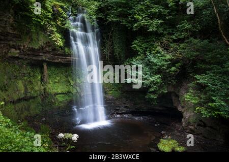 Long exposure of Glencar Waterfall in County Letrim, Ireland, close to Benbulben Stock Photo