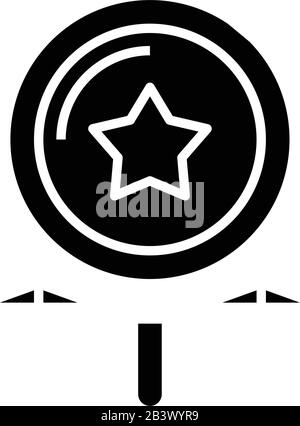 Searching stars black icon, concept illustration, vector flat symbol, glyph sign. Stock Vector