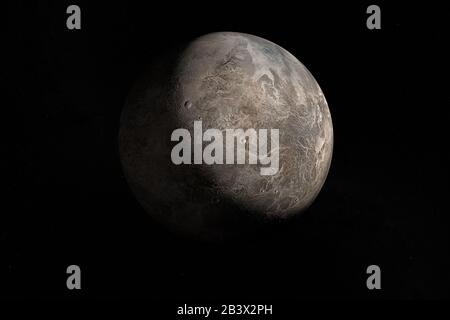 Toward Ceres, dwarf planet, in the outer space. 3d render Stock Photo