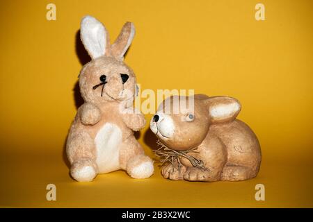 The Easter Bunny also called the Easter Rabbit is a folkloric figure and symbol of Easter, depicted as a rabbit bringing Easter eggs Stock Photo