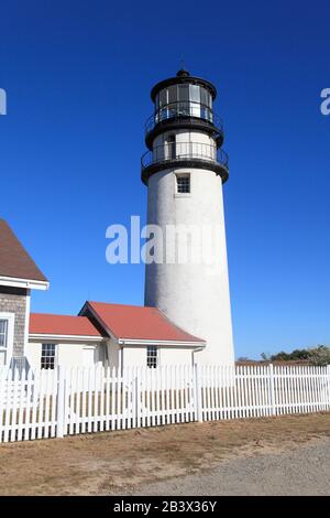 Cape Cod Highland Lighthouse, Highland Light, Cape Cod, North Truro, Massachusetts, New England, USA Stock Photo