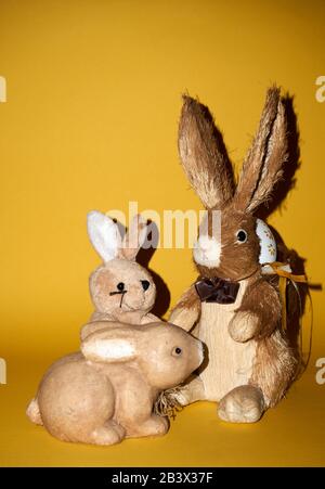 The Easter Bunny also called the Easter Rabbit is a folkloric figure and symbol of Easter, depicted as a rabbit bringing Easter eggs Stock Photo