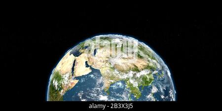 Earth planet on blue background high resolution Stock Photo