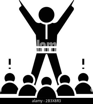 Rising leader black icon, concept illustration, vector flat symbol, glyph sign. Stock Vector
