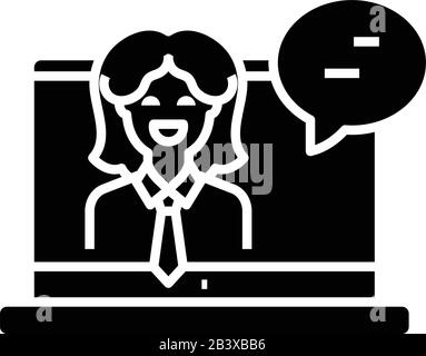 Remote manager black icon, concept illustration, vector flat symbol, glyph sign. Stock Vector